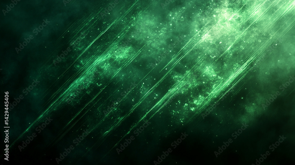 Poster green abstract background with geometric scratches and textured lines evokes energy motion and moder
