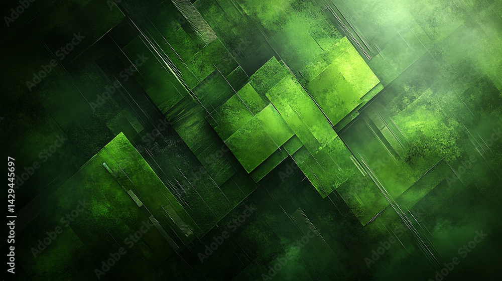 Aufkleber green abstract background with geometric scratches and textured lines evokes energy motion and moder