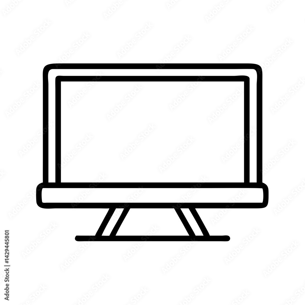 Poster Outline computer monitor display vector icon for graphic design and technology concept use case