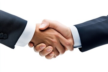 Two businessmen shaking hands, symbolizing agreement, partnership, and collaboration.