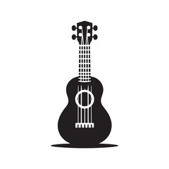 Obraz premium Island Strings: A Charming Collection of Ukulele Vector Silhouettes Showcasing the Lighthearted Spirit, Iconic Shape, and Joyful Sound of This Beloved Four-String Instrument.