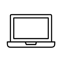Laptop computer vector icon for technology and business use minimal outline design element for web