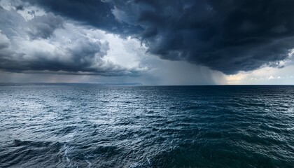 Obraz premium dark sea surface with a dramatic cloudy sky above approaching storm generative ai