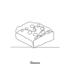 One continuous line drawing of Focaccia food vector design illustration. Traditional food in simple linear style vector design concept. European foods for your asset design and educational purpose.