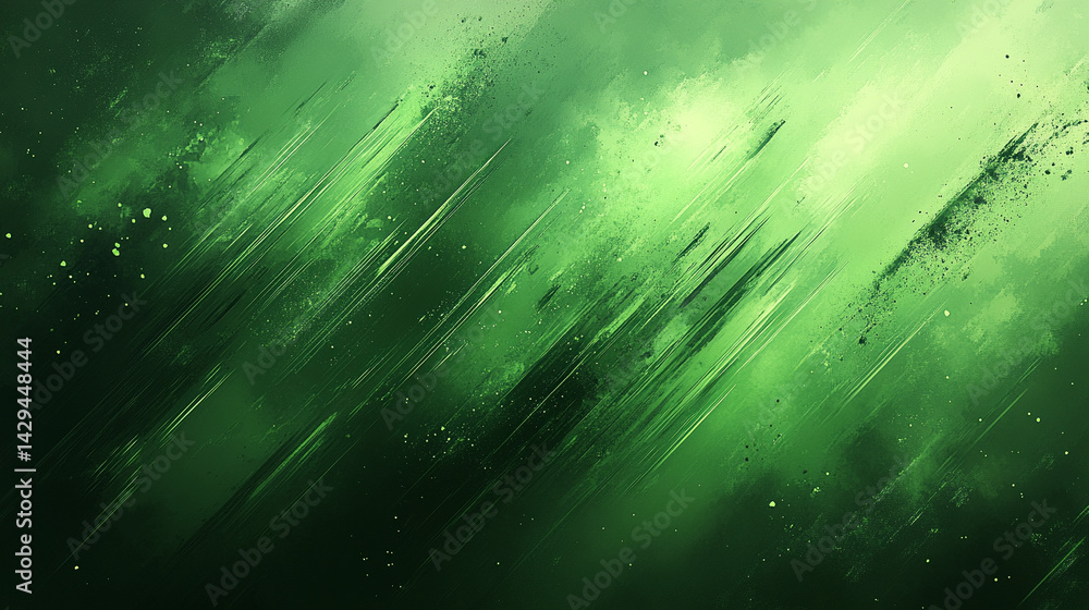 Poster green abstract background with geometric scratches and textured lines evokes energy motion and moder
