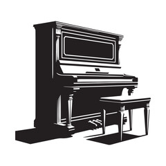 Timeless Tones: A Stylish Collection of Upright Piano Vector Silhouettes Highlighting the Compact Elegance, Classic Design, and Warm Sound of This Beloved Keyboard Instrument.