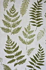 Elegant Olive Green Fern Leaf Textile Pattern