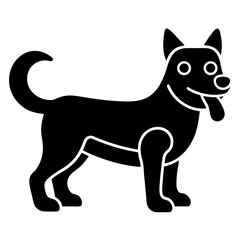 Playful Dog Icon Holding Bone