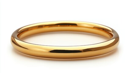 Refined gold bangle with smooth, glossy finish, isolated on white background