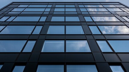 Modern building exterior architectural design dark blue gray geometric facade