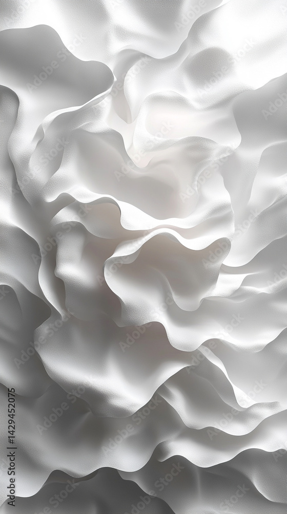 Poster grey and white abstract background with layered paper elements and subtle shine symbolizing clarity 