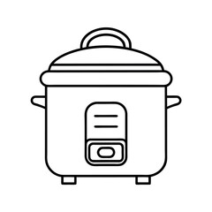 Electric Rice Cooker Outline Vector Silhouette for Home Cooking Equipment