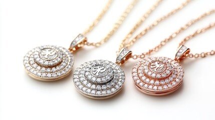 Naklejka premium Custom luxury necklace with initials in pave diamonds, isolated on white background