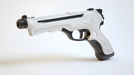 White futuristic pistol with studio shot. (4)