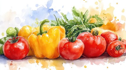 Soft watercolor veggies