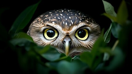 Mysterious owl close up wildlife nature photography