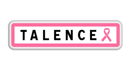 Panneau de sortie de Talence, Gironde, Nouvelle-Aquitaine avec Ruban Octobre Rose