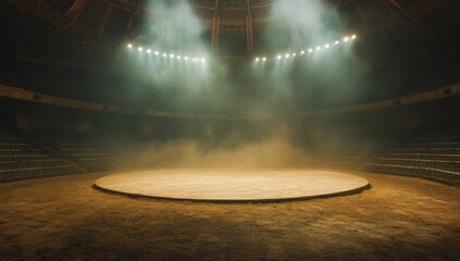 Empty performance arena with spotlight