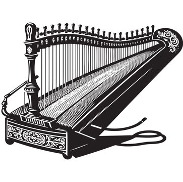 black harp musical instrument clip art preview