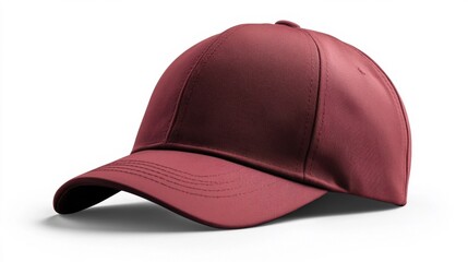 Fototapeta premium Maroon cap mockup isolated on white background. Generative AI
