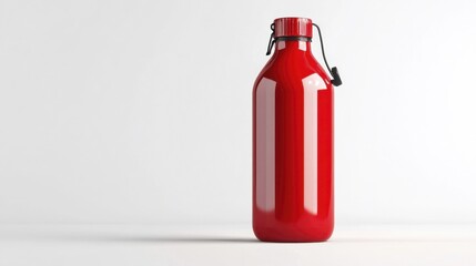 Obraz premium Red water bottle mockup isolated on white background. Generative AI