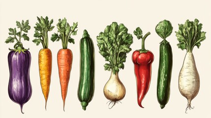 Soft watercolor veggies