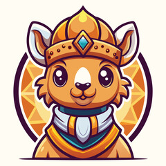 Obraz premium Adorable, regal, cartoon animal mascot
