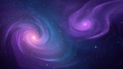 Fototapeta premium Ethereal galaxy illustration of swirling nebulae, cosmic wonder concept. Perfect for science, astronomy, and spiritual themes. in flat design style