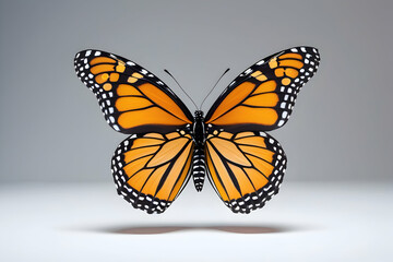 Obraz premium Monarch Butterfly in Flight Isolated on White: Vibrant Insect for Nature and Wildlife Imagery beautiful international buterfly day fly pic.