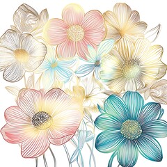 Pastel Daisy Arrangement - Soft and Colorful Botanical Art
