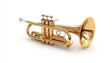 Obraz premium Brass trumpet isolated on white background. Generative AI