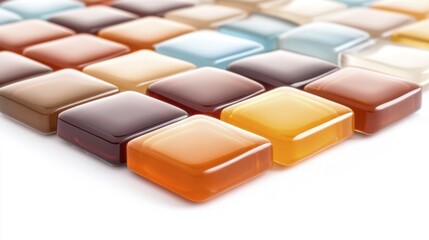 Mosaic Tiles on White Background. Generative AI