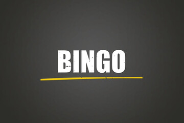 Bingo (bingo) - A blackboard with white text.