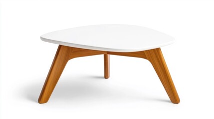 Fototapeta premium Modern coffee table isolated on white background. Generative AI