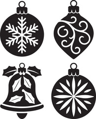 Christmas ornament silhouette vector illustration isolated On Transparent Background 