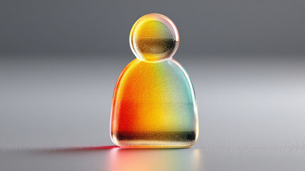 User profile icon with vibrant colorful gradient and glossy glass-like 3D effect symbolizes digital identity personalization transparency and individuality in modern tech environments

