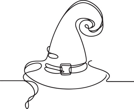 recommend clip art: Spooky witch hat sketch with continuous line art