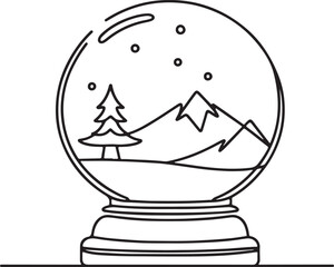 minimalist snow globe illustration on white background