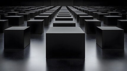 Fototapeta premium Abstract Dark Cubes Minimalist 3D Render