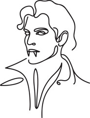 Halloween vampire face line sketch in minimal style