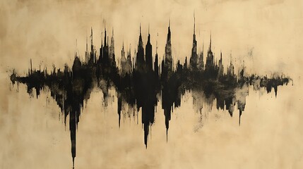 "Abstract Ink Calligraphy Background with Flowing Artistic Strokes and Texture"