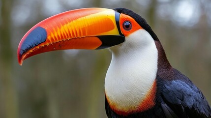 Fototapeta premium Vibrant toucan portrait close up colorful tropical bird wildlife nature