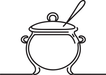 witch cauldron icon line sketch for Halloween design
