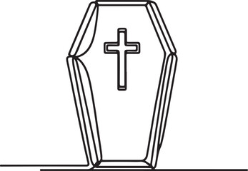 Simple coffin icon in one line black and white