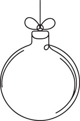 Elegant Christmas baubles icon in one line style