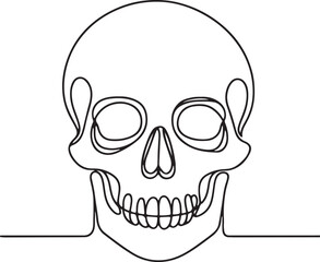 Spooky one line drawing of skull icon