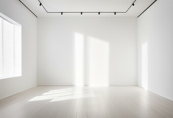 Obraz premium calm white room with warm accents and diffused shadow play