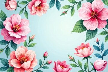 Obraz premium Delicate watercolor floral pattern, perfect for spring flyer design , pastel, wedding