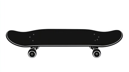 Black skateboard, isolated, white background, graphic design