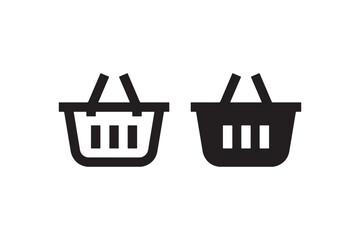 Shopping Basket Icons in Solid and Outline Style Vector